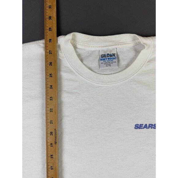 Rare Vintage 90s Sears Travel Service Promo Shirt White XL Earth Art Painting - Picture 9 of 9